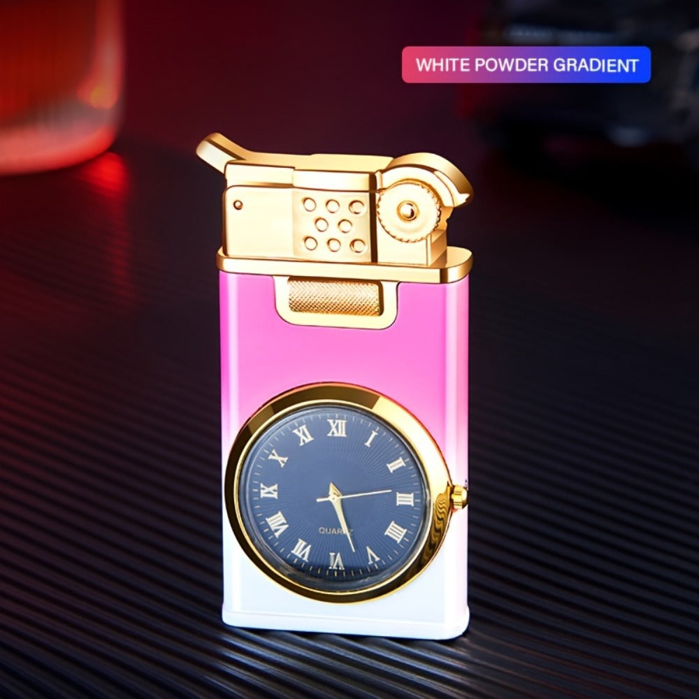 Metal Quartz Dial Double Flame Torch Lighter Windproof Refillable - Adjustable Flame, Open Fire | High-End Gift for Men & Women | 2 Colors | Butane Not Included