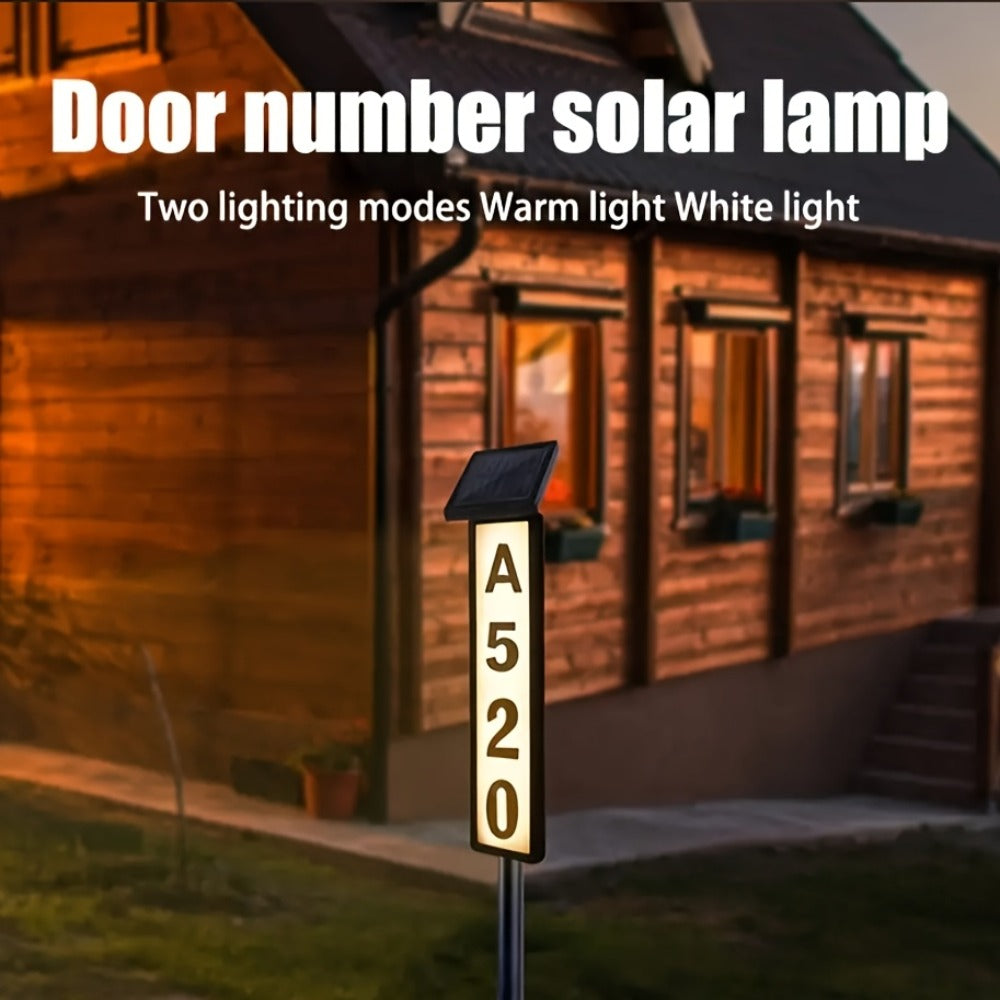 Solar Column Sign Light LED Address Sign Light Outdoor - Automatic Dusk to Dawn Solar Powered Post Light for Home Driveway Gate Lawn Floor Yard, No Wiring Waterproof Commercial Address Identification Light
