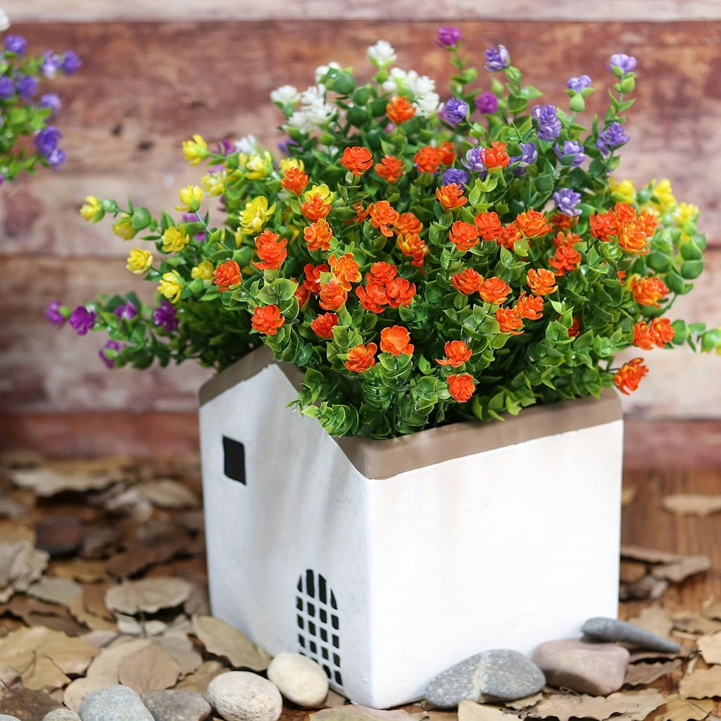 Artificial Flowers Outdoor UV Resistant 40 Bundles Fake Flowers for Home Garden Decor, Faux Floral Greenery Shrubs Plants for Party Table DIY Decoration Mix Colors