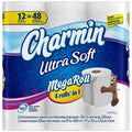 Charmin Ultra Soft Mega Roll Toilet Paper 12 Count, 2-Ply Clog-Safe Septic-Safe Unscented, 75% More Absorbent, Comfort Cushion Softness for Family Bathroom