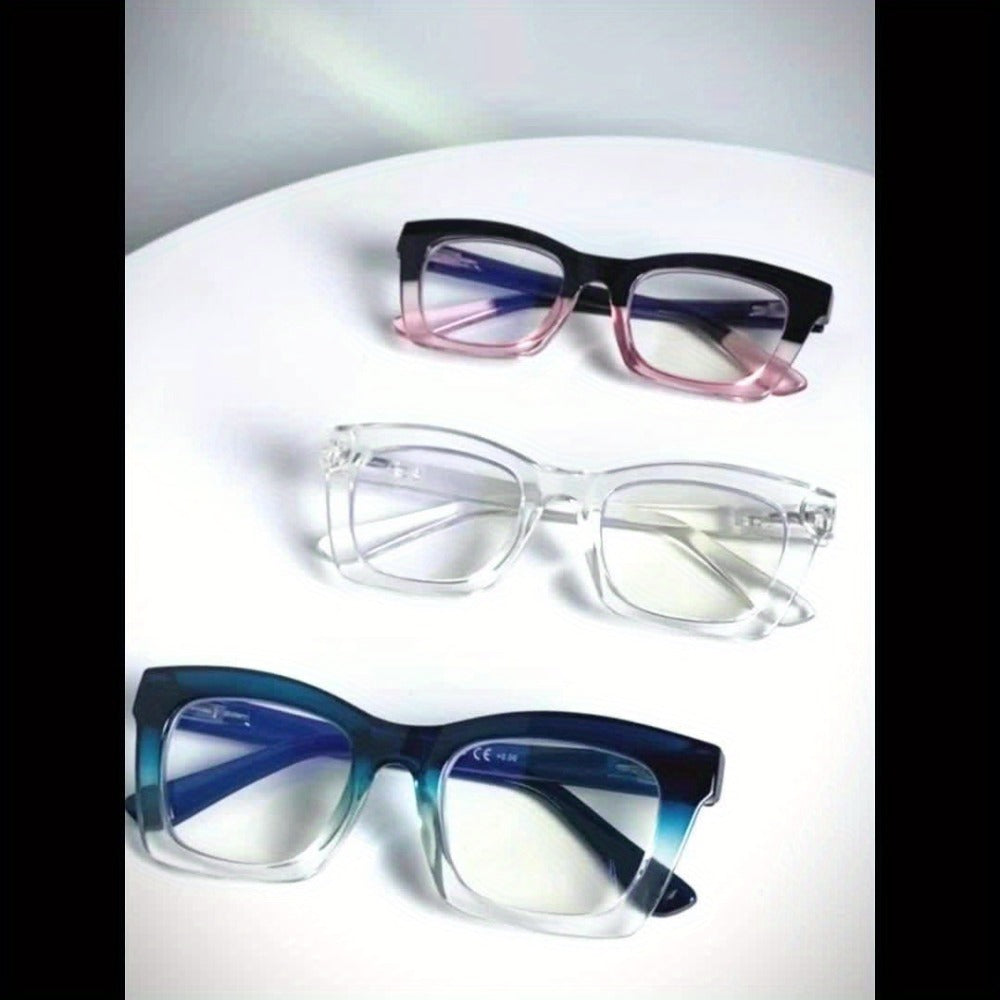 Blue Light Blocking Reading Glasses 3 Pack - Anti Blue Light Computer Readers for Women and Men, Square Spring Hinge Frames with Eyeglass Cloths and Bags, Multiple Magnifications
