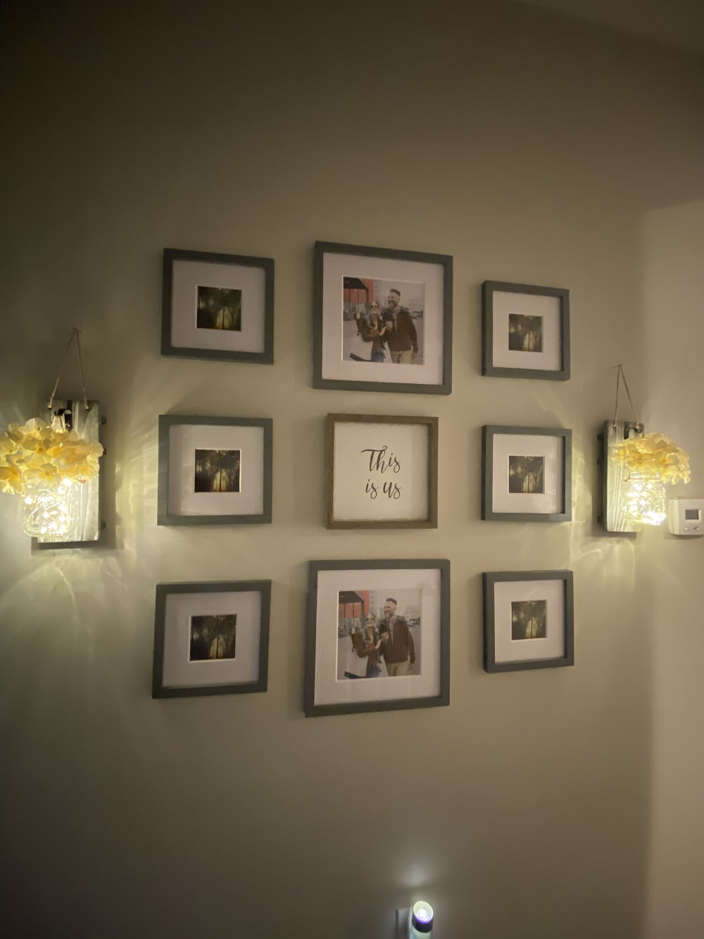 Mason Jar Wall Sconces Set of 2 - Rustic Farmhouse Wall Decor with Ivory Hydrangea Flowers, Warm White Light Fixture for Living Room Bedroom Kitchen Bathroom