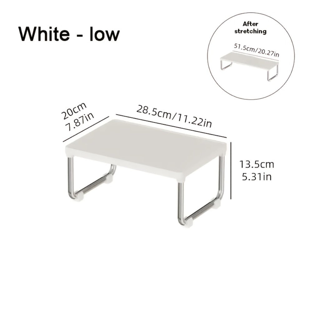 Desktop Storage Organizer Multi-Tier Expandable with Transparent Lid PP Stainless Steel Space-Saving Countertop Box for Kitchen Bathroom Cosmetics