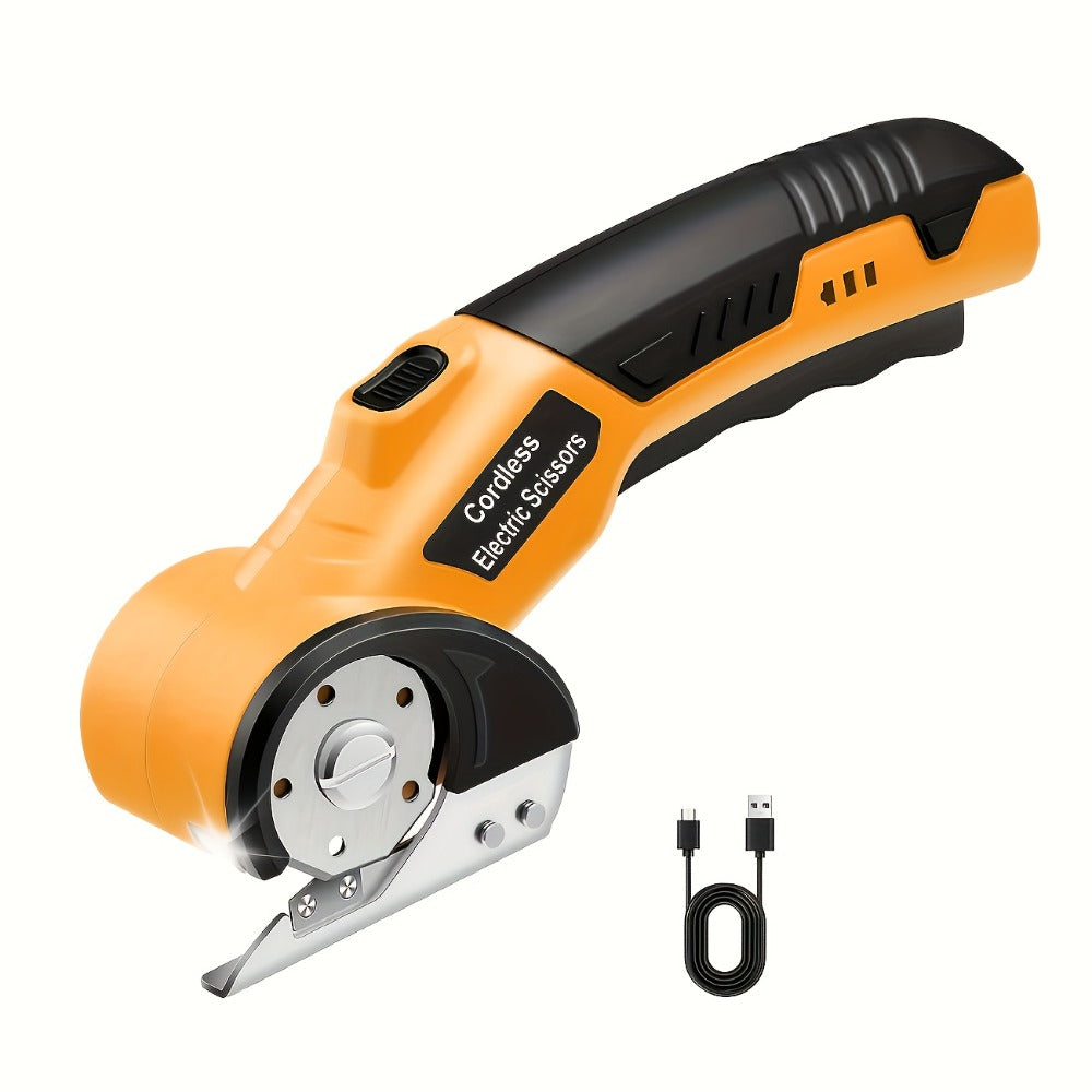 Electric Scissors Rechargeable Cordless - USB-C Charging, Battery Indicator, Portable Power Cutter for Fabric, Leather, Carpet & Cardboard, Handheld Electric Trimmer for Sewing, Crafting & DIY Projects