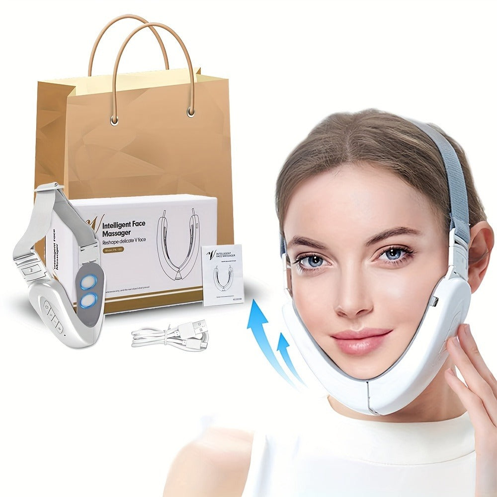 Electric Facial Neck Massager USB Rechargeable Face Lift Skin Tightening Beauty Device Anti-Aging Wrinkle Remover Microcurrent Massager Gift for Women Girls Pink