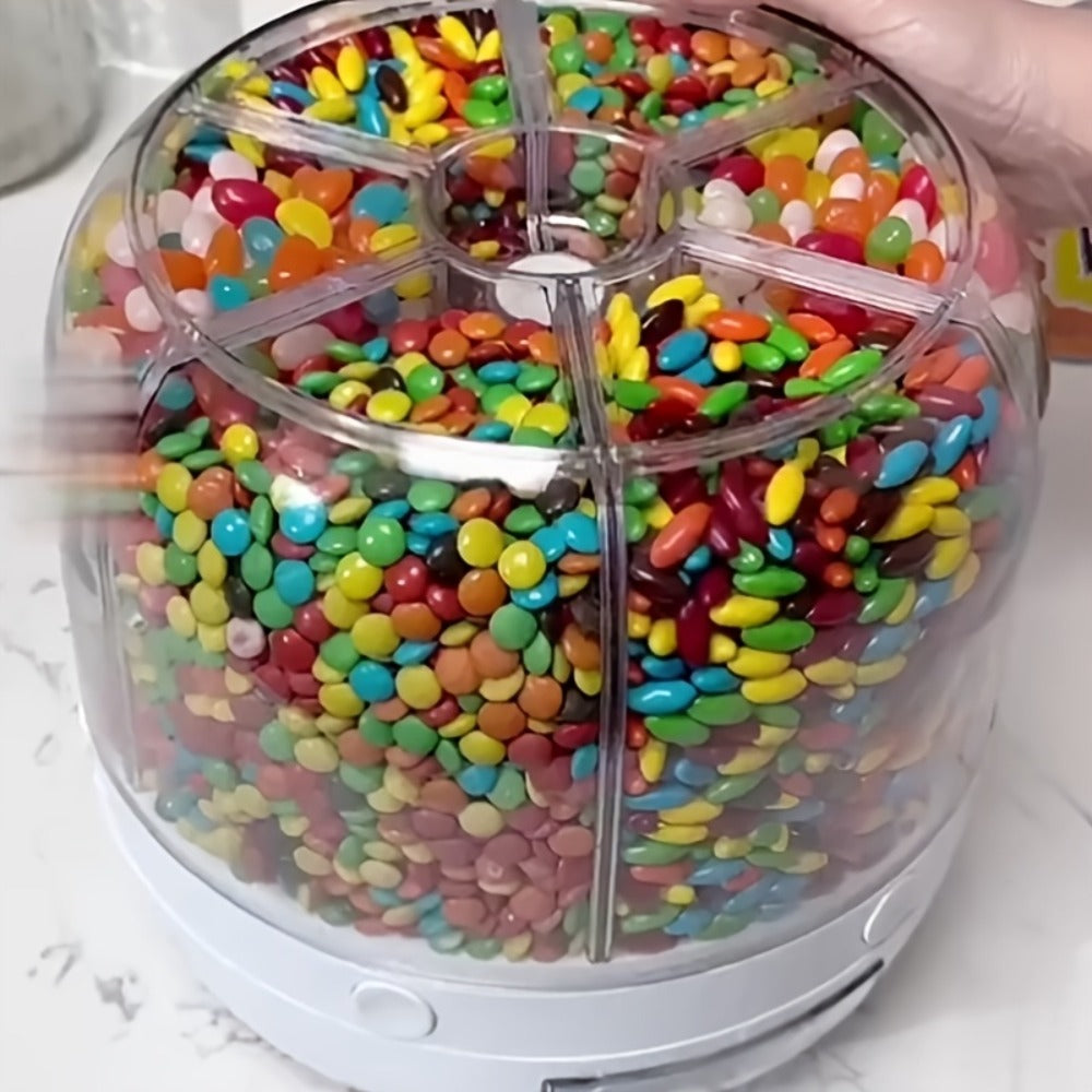 Candy Dispenser Storage Box Large Capacity, Sealed Smart Partition Container for Small Candies, Grain, Flour & Pet Food ¡ª Kids Candy Organizer for Halloween, Christmas & Holiday Gifting | White
