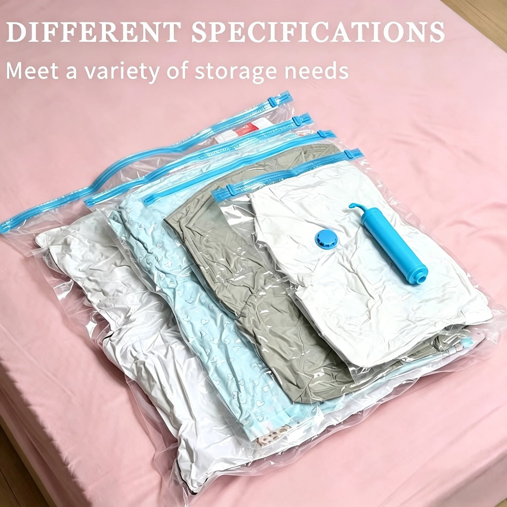 Vacuum Storage Bags with Air Pump, 20-21 Pack Reusable Compression Bags for Clothes, Quilts & Blankets ¡ª 4 Sizes Space-Saving Storage for Travel, Moving & Organizing | Transparent