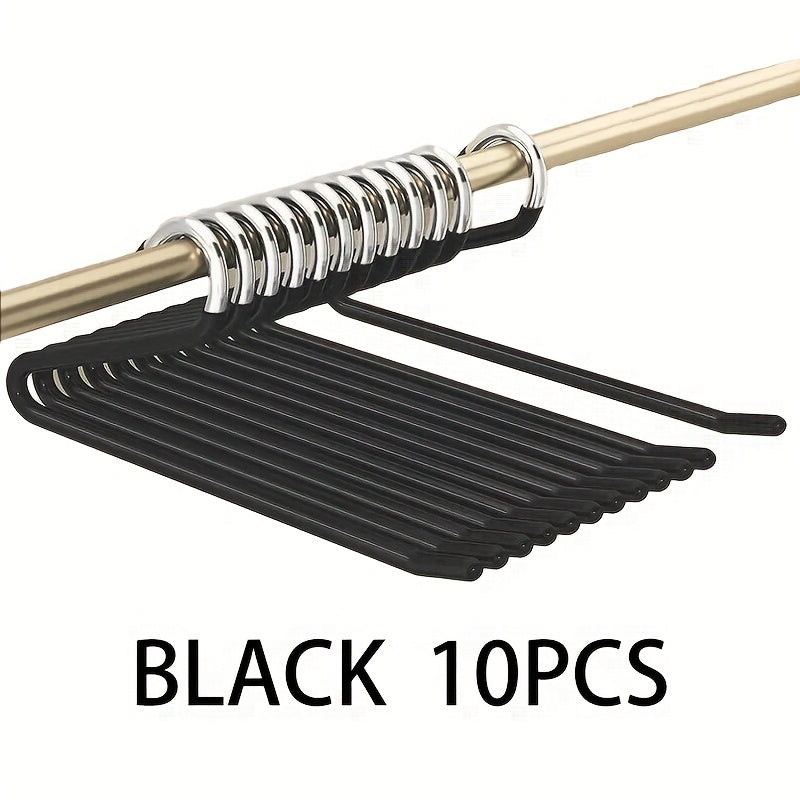 Pants Hangers Metal Open Leg Non-Slip - Heavy Duty Trouser Jeans Hanger for Wardrobe, Space Saving, Black or White, 10/20/30/50pcs
