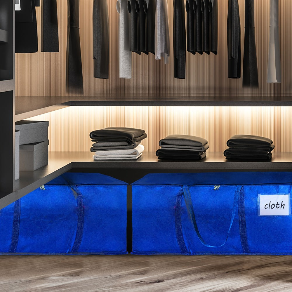 Heavy Duty Moving Bags with Handles & Zippers ¨C Extra Large Waterproof Storage Bags for Moving, Clothes & Closet Organization (6pcs 26.42gal or 16pcs Set, Blue)