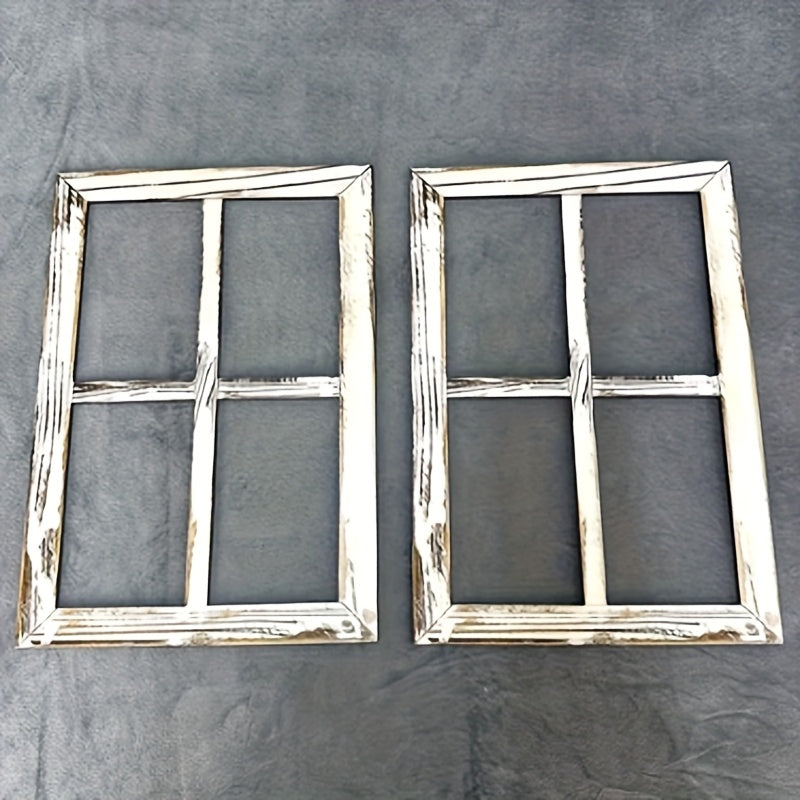 Vintage Wooden Window Frame Wall Decor 2pcs ¨C Rustic Farmhouse Wall Art, Distressed Wood Blind Frame No Glass for Home, Bedroom, Office & Wedding Decoration