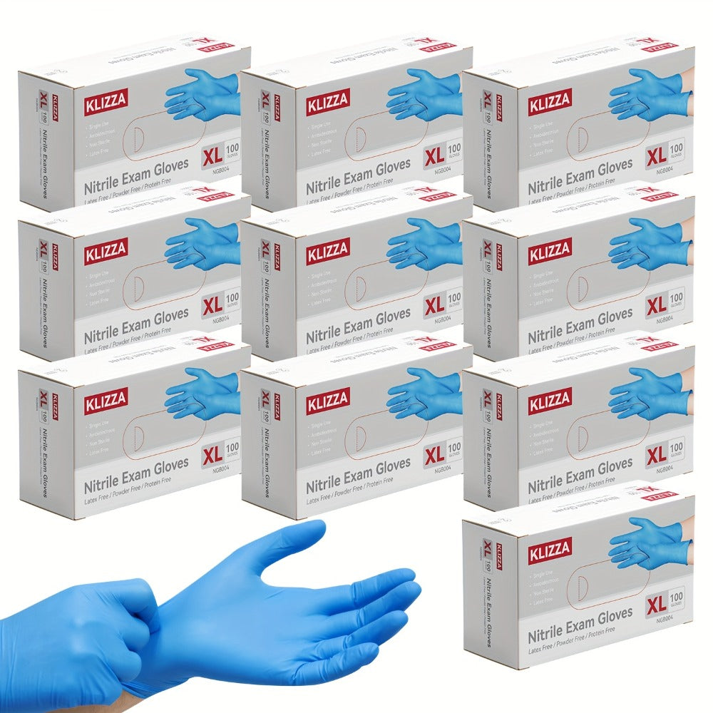 Nitrile Disposable Gloves 1000 Count (10 Boxes), 6.5 Mil Thickened Blue Nitrile Gloves, Latex-Free Powder-Free, Tear-Resistant, for Kitchen Cleaning, Food Handling, Hair Dyeing, Medical & Industrial Use