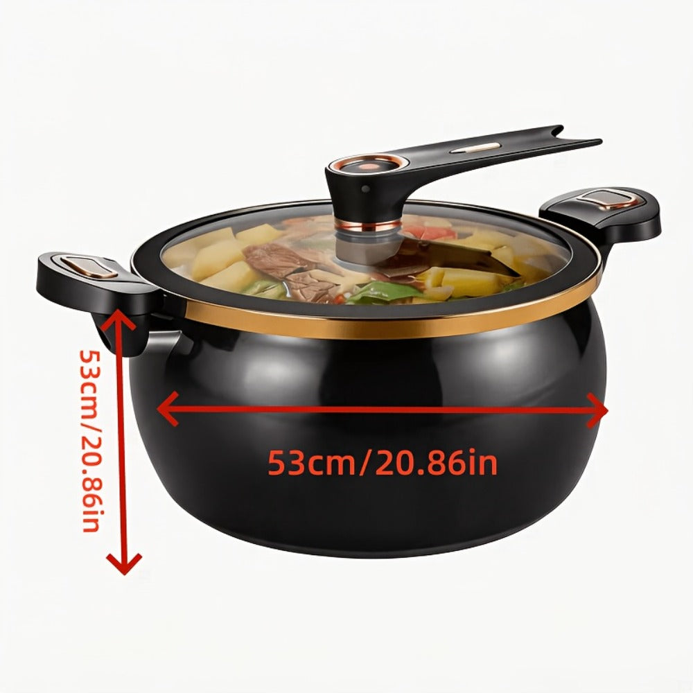 Nonstick Soup Pot Large Capacity 1.85 Gallon Twist Lock Handle Cooking Pot for Gas Stove Induction Cooker Open Flame Multifunctional Stew Pot for Home Restaurant Orange