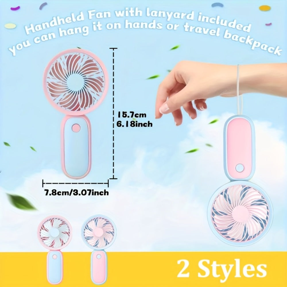Mini Handheld Fan Bulk 12 Pack | Portable Neck & Wrist Personal Fan, USB Rechargeable, Lightweight Cute Design for Wedding Favors, Festival Party, Travel, Camping & Office Giveaways ¨C Type A & B