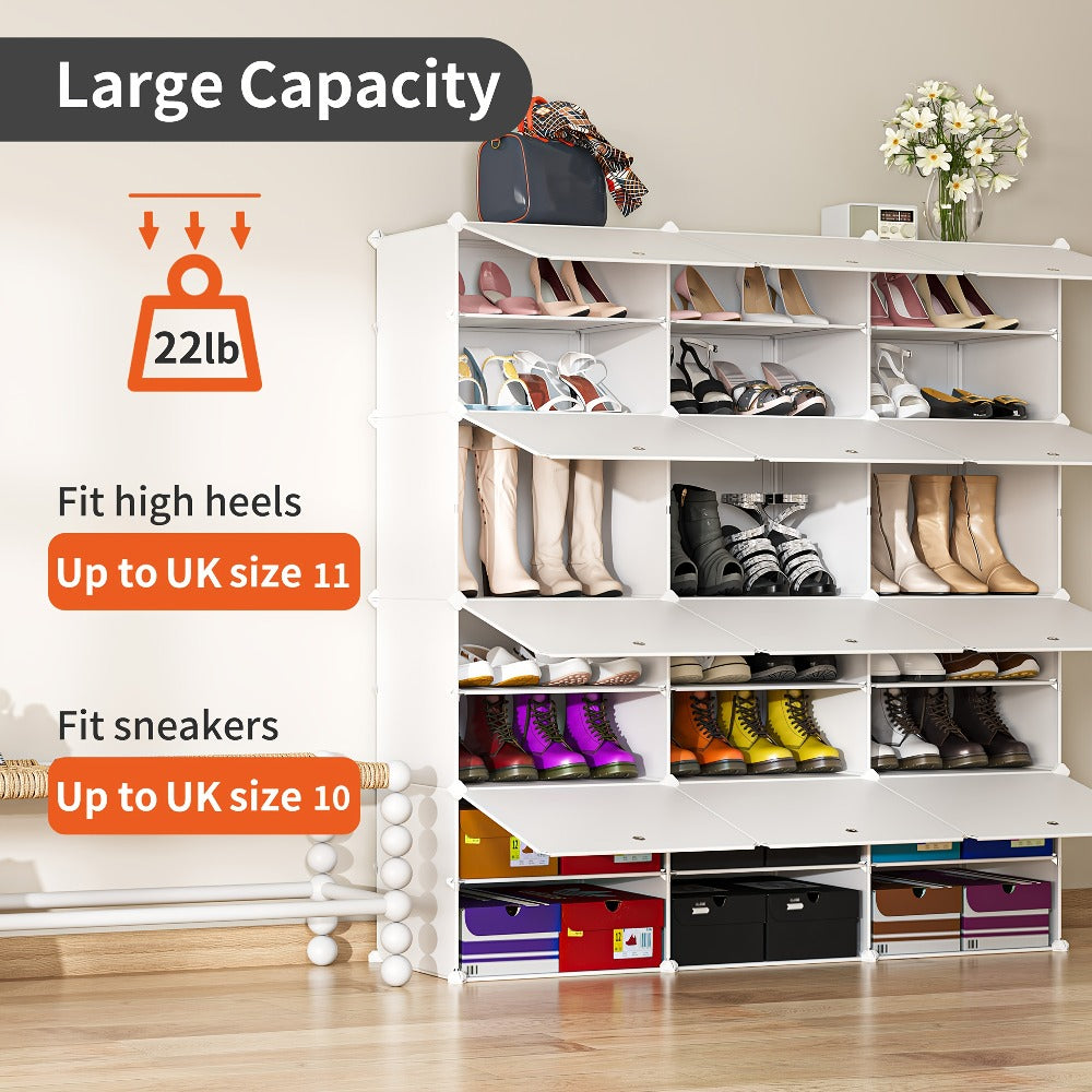 Shoe Rack Organizer Free Standing ¨C Shoe Storage Cabinet for Boots, Slippers & High Heels | 2¡Á6 / 3¡Á8 Tier Shoe Shelf for Closet, Bedroom, Entryway & Hallway | White, Translucent & Black Options