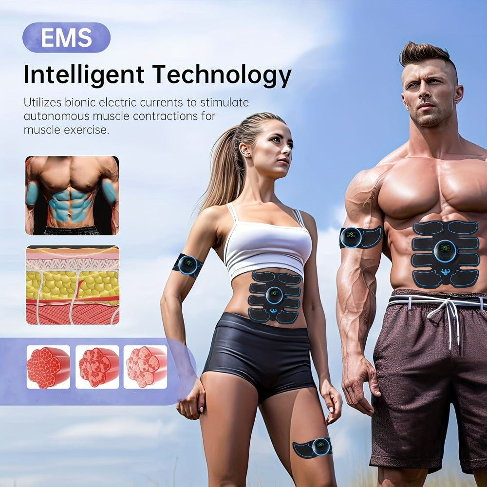 EMS Muscle Stimulator Abdominal Training Belt, Electronic Ab Toner for Whole Body Fitness & Strength Training, Exercise Equipment for Men & Women ¨C 3 Machines + 3 Patches Included