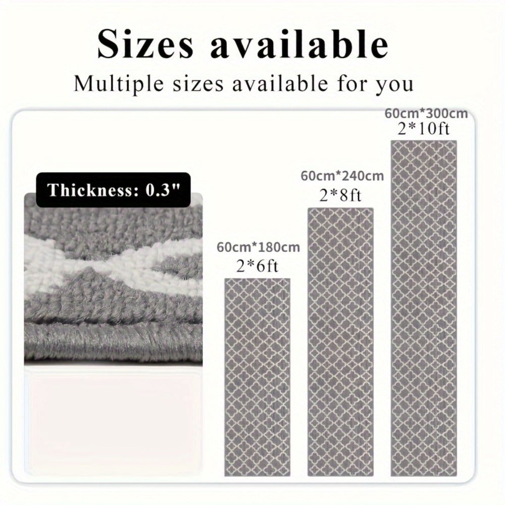 Runner Rug Moroccan Trellis Non-Slip ¨C Machine Washable Hallway Carpet for Entryway, Kitchen & Bathroom ¨C 100% Polypropylene Long Floor Rug, Black & Gray, 2x6, 2x8, 2x10 Ft
