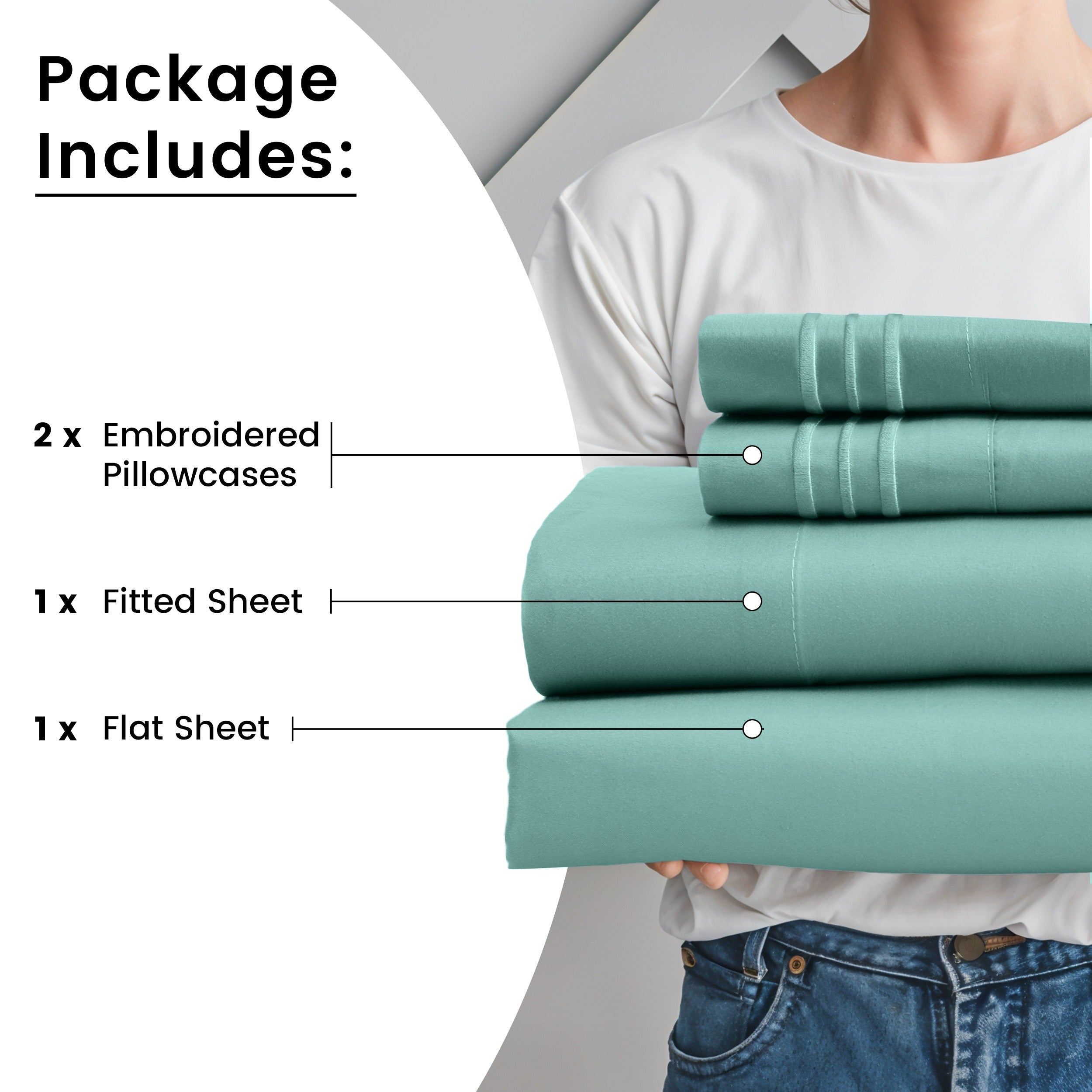 Fitted Sheet Set 6-Piece Brushed Polyester Deep Pocket Bed Sheets 20 Colors Hotel Luxury Soft Bedding with Embroidered Pillowcases