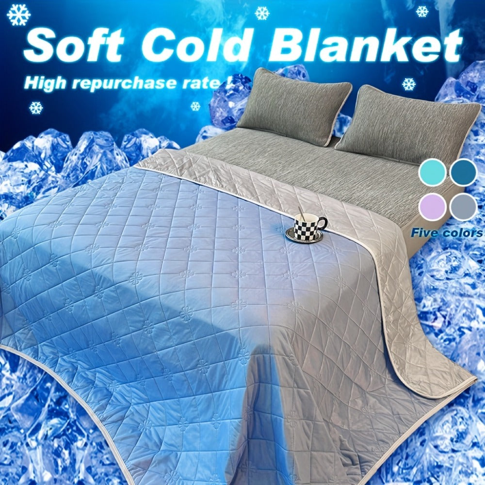 Cooling Blanket for Hot Sleepers ¨C Lightweight Knit Acrylic Throw Blanket, Breathable Air-Cooled Comforter for Summer, Soft Moisture-Wicking Blanket in Throw Twin XL Queen King, Sky Blue Grey Lake Blue Light Green Purple