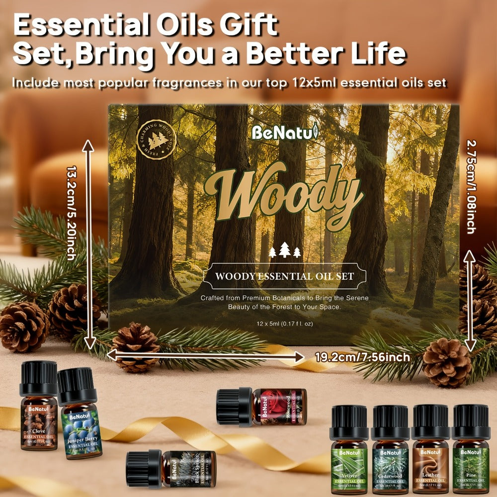 Essential Oil Set for Diffuser Humidifier Candle Making, Woody Coffee Date Night Garden Aroma Botanical Fragrance Oils, Sandalwood Cedarwood Lavender Peppermint Scents, Christmas Valentine Gift 12-24pcs