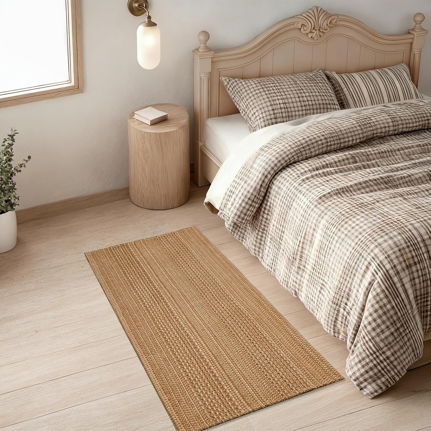 Washable Area Rug Non-Slip Rubber Backed Braided Woven Cotton Kitchen Mat Indoor Entryway Living Room Bedroom Floor Rug Multi-Size