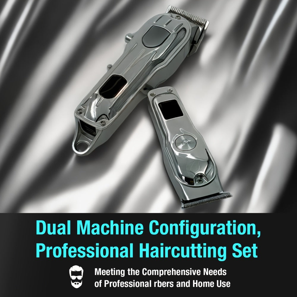 Professional Hair Clipper & Beard Trimmer Set - MENSURE Cordless 6000RPM Hair Cutting Kit with T-Blade Trimmer, 7 Guide Combs, LED Display & Type-C Fast Charging, Barber Kit for Men Home & Salon Use