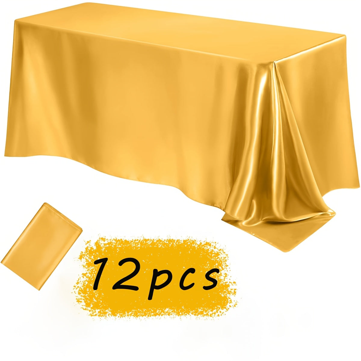Satin Tablecloth 12pcs 57¡±x102¡± Rectangular Silky Smooth Fabric Table Cover for Wedding Banquet Birthday Party Holiday Event