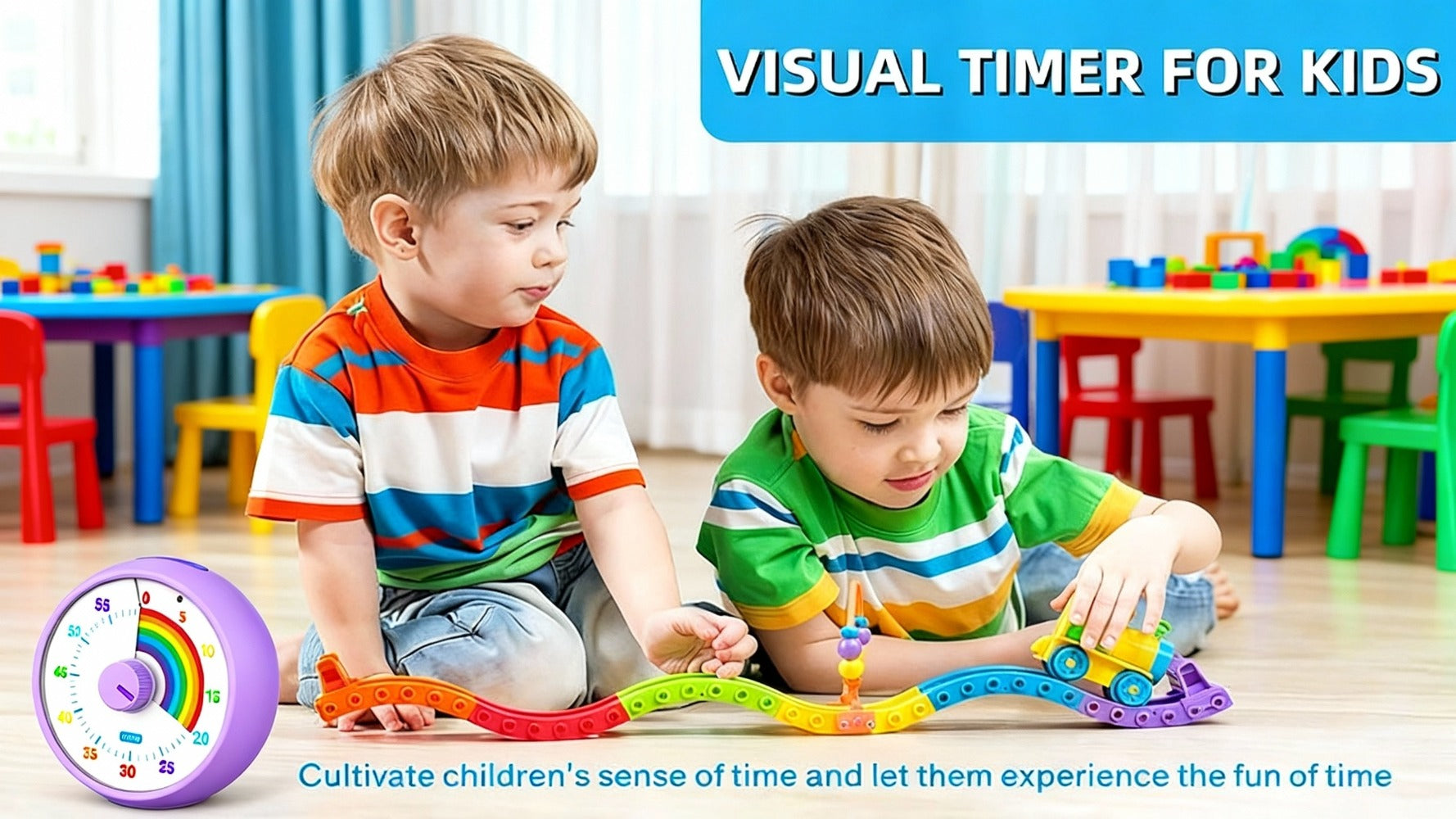 Visual Timer 60 Minute Countdown Silent Tomato Timer Rainbow Pattern for Classroom Office Kitchen Desktop Time Management Tool Battery Powered