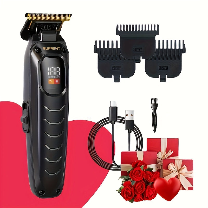 Hair Clippers & Beard Trimmer Set for Men - SUPRENT Professional Cordless Grooming Kit with T-Blade Trimmer, 6000RPM Quiet Motor, LED Display, 6 Guide Combs, Type-C Charging, Home & Barber Use