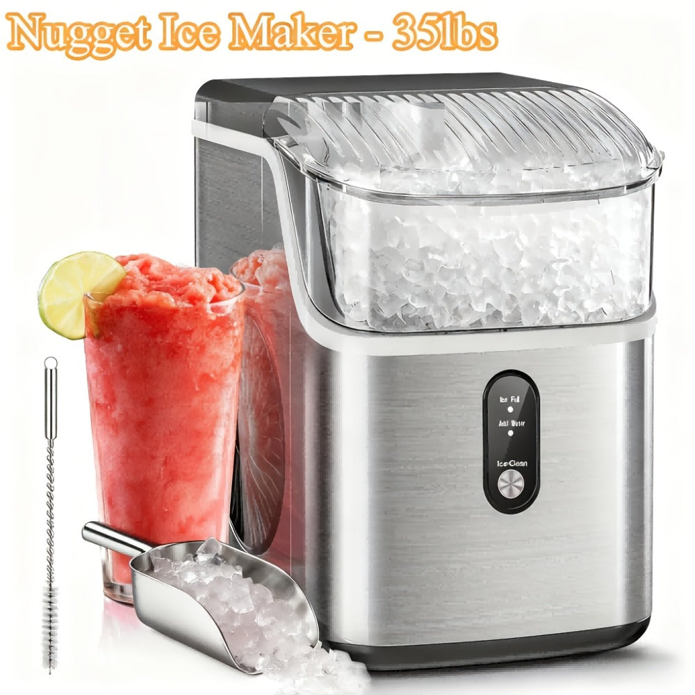 Chewable Ice Maker Countertop ¨C 35 Lbs Nugget Pebble Ice or 26 Lbs Bullet Ice, Self-Cleaning, Includes Ice Scoop & Basket, Perfect Holiday Gift for Home, Kitchen, Easter, Halloween & Christmas