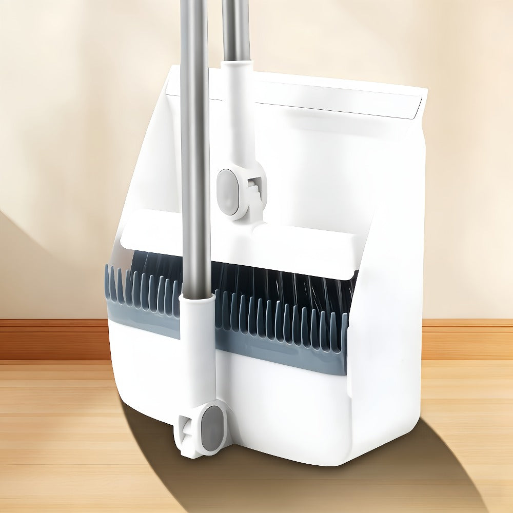 Foldable Broom and Dustpan Set with Long Handle 2-in-1 3-in-1 4-in-1 Floor Brush Combo for Home Office Dorm Room Indoor Outdoor Cleaning