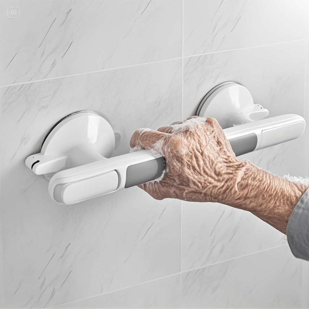 Safety Grab Bar for Seniors - Suction Cup Handrail for Bathroom, Non-Slip Bathtub Rail, Elderly Assist Handle, No Drill Wall Bar for Shower, Toilet, Kitchen Support