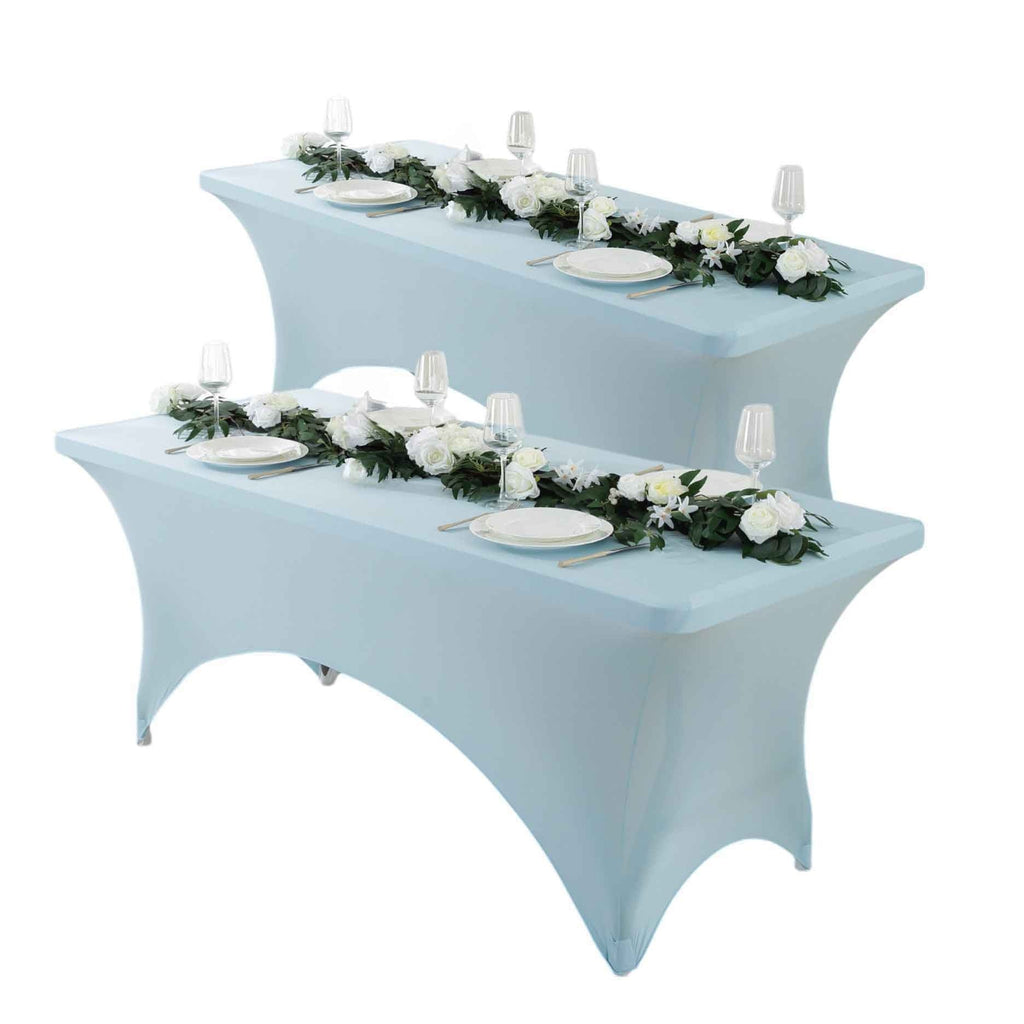 Spandex Fitted Tablecloth 4ft 6ft 8ft | Wrinkle-Free Stretch Rectangle Table Cover for Wedding Party Event Banquet