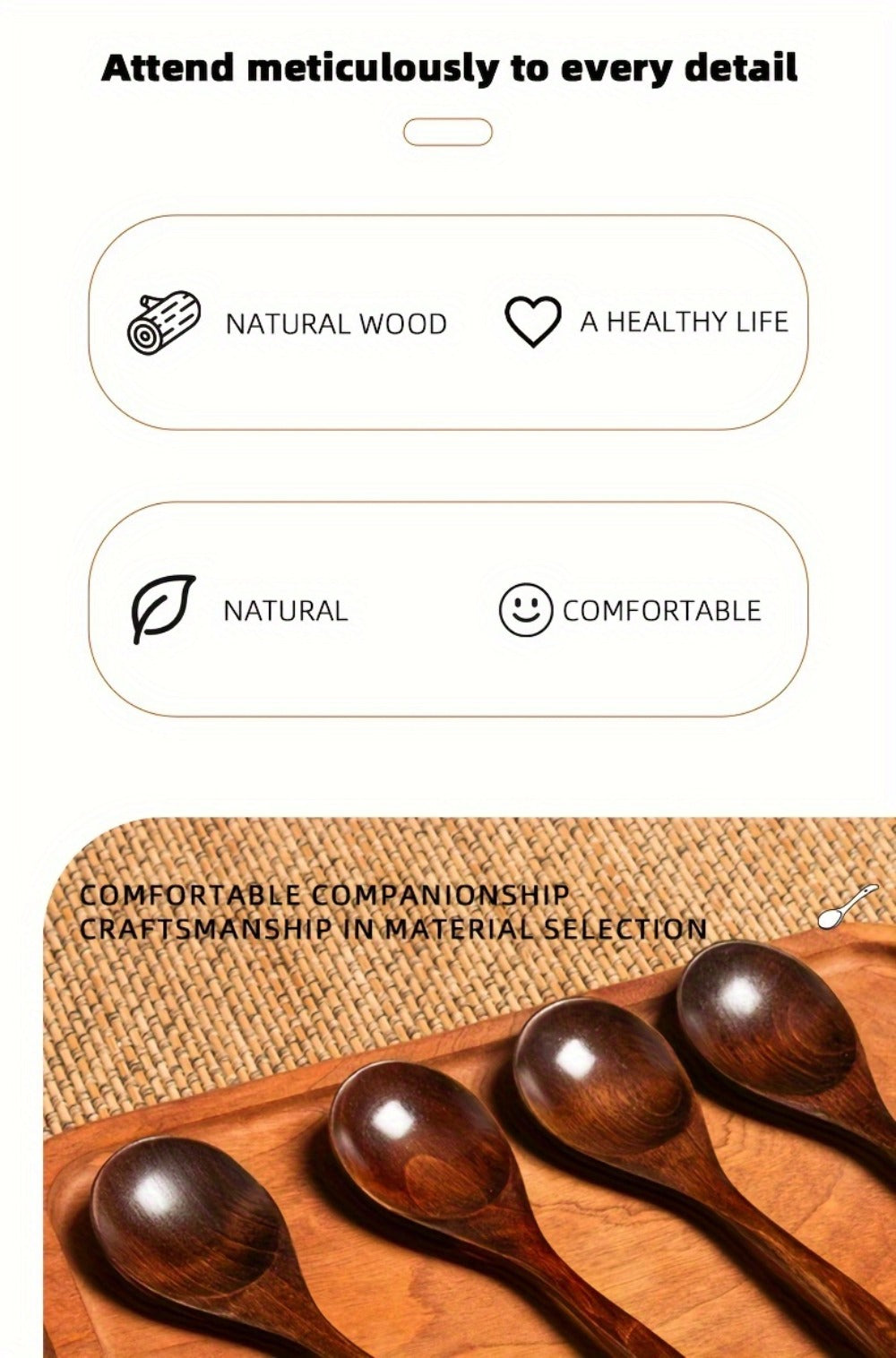Wooden Spoons for Eating 8pcs ¨C 7.28 Inch Small Wood Teaspoons for Stirring Coffee, Tea, Honey, Cooking & Serving Soup Dessert, Wooden Spoon Set