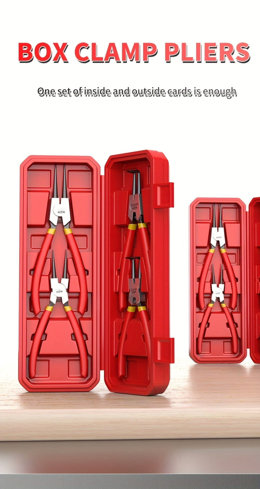 Snap Ring Pliers Set 4pcs - 7 & 9 Inch Straight Curved Jaw Internal External Circlip Pliers Spring Loaded Precision Retaining Ring Tool with Storage Box or Bag