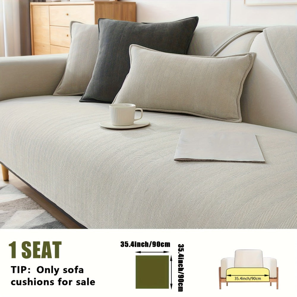 Chenille Ribbed Sofa Cover - Pet Friendly Non-Slip Machine Washable Soft Stretch Slipcover for 1-4 Seater Sectional Sofa Living Room Bedroom Office, 9 Colors