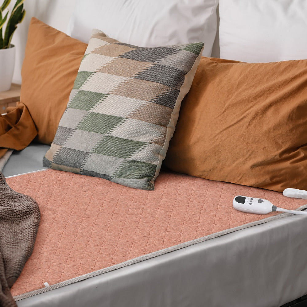 Electric Mattress Pad Heated Bed Warmer 63¡±x31¡± - 9 Heat Settings, 4 Auto Shutoff Modes, Rapid Warming, LED Controller, ETL Certified, Machine Washable, Low EMF, Winter Comfort Gift, Brown & Grey