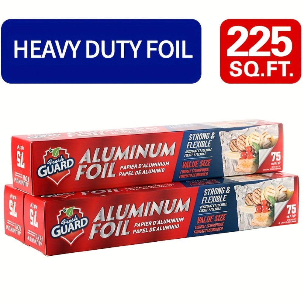 Heavy Duty Aluminum Foil Roll 12 Inch Wide Restaurant Grade ¨C Food Safe Disposable Wrapping for Burritos, Hot Dogs & Sandwiches | Pack of 2 (300 Sq Ft) or Pack of 3 (225 Sq Ft) for Food Service & Catering