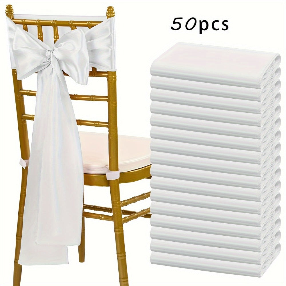 Satin Chair Sashes Bows 50pcs ¨C 7x108 Inch Chair Waist Belt Bow Ties for Wedding Reception, Banquet, Party, Hotel & Event Chair Cover Decoration