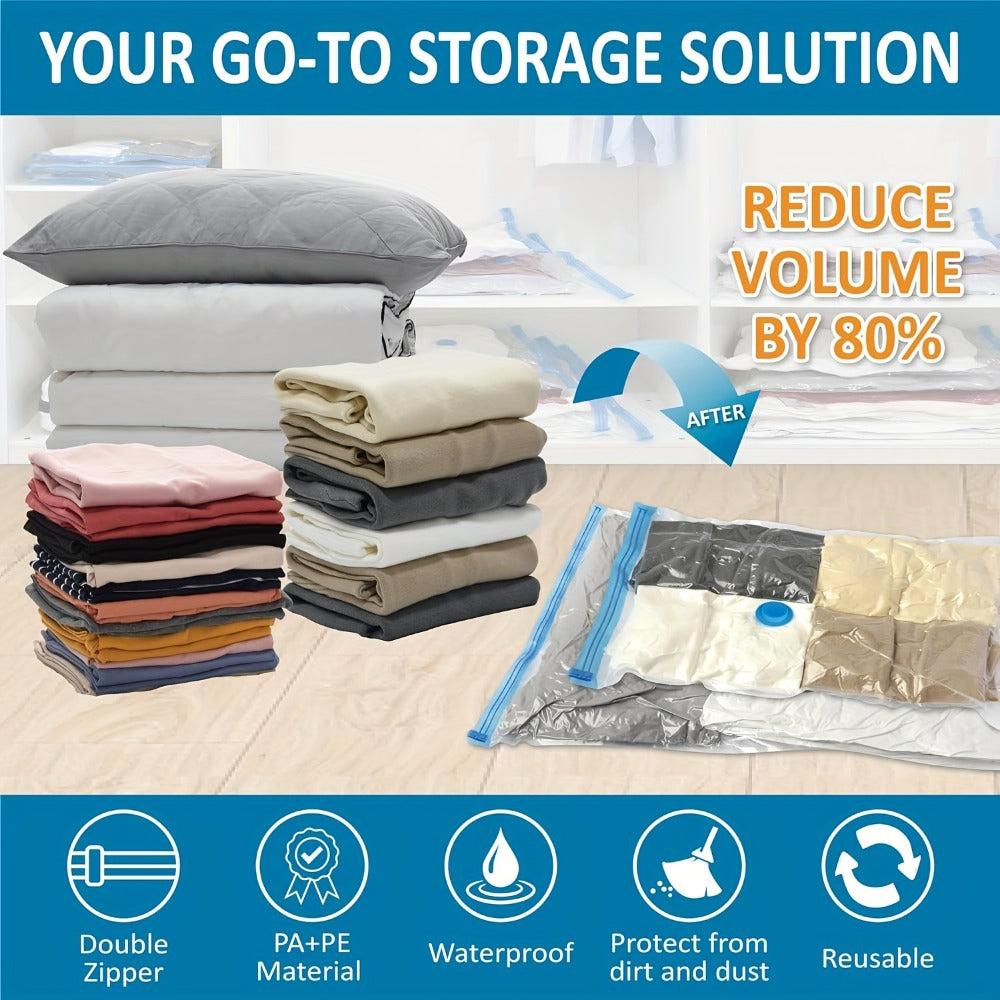 Vacuum Storage Bags Space Saver Bags for Clothes Comforters Bedding Travel Luggage ¨C Extra Thick Jumbo Seal Bags 4pcs 8pcs 10pcs 12pcs 20pcs 30pcs