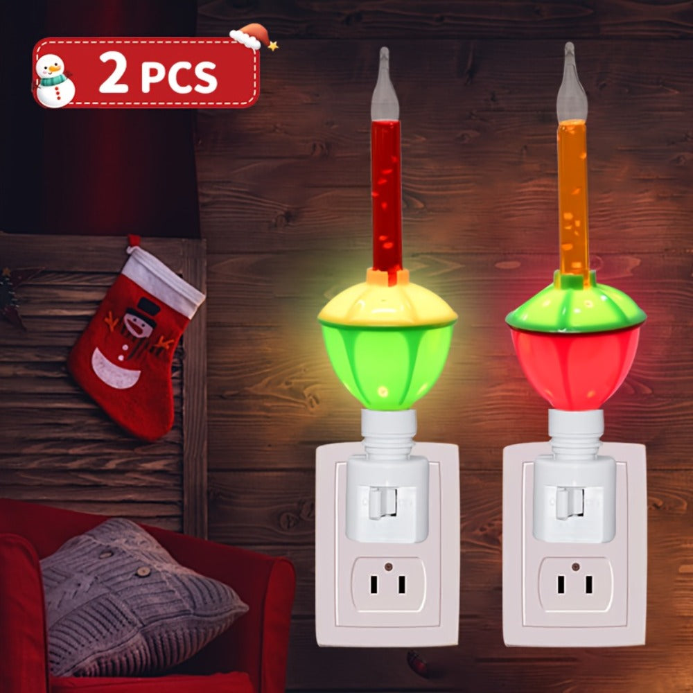 Christmas Bubble Lights 2 Pack Traditional Multi-Color Bubble Liquid Night Lights Plug-In Wall Light for Christmas Tree Thanksgiving Living Room Bedroom Corridor Holiday Decoration