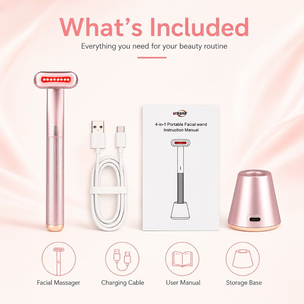 Red Light Therapy Facial Massager - Vibration & Negative Ion Skin Tightening Device for Acne Reduction, Wrinkle Removal & Eye Bag Treatment, Anti-Aging Face Care Beauty Tool for Women & Men