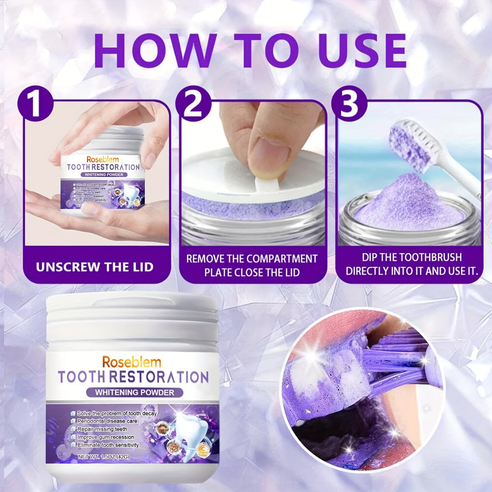 Tooth Repair Mineral Powder with Natural Purple Coating ¨C 2-Pack Remineralizing Tooth Powder for Sensitive Teeth, Gum Protection, Fresh Breath & Daily Oral Care for Adults and Teens