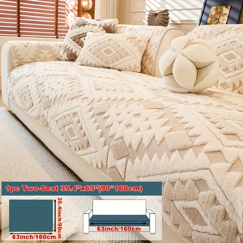 Thick Plush Sofa Cover Non-Slip Pet Friendly Machine Washable Couch Slipcover Furniture Protector for Living Room Bedroom Office Armrest to 4-Seat Multiple Colors