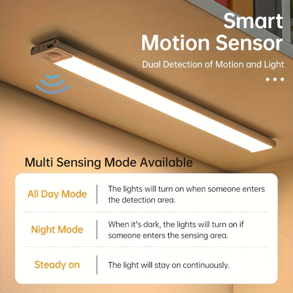 LED Motion Sensor Light USB-C Rechargeable 3 Color Temperatures Stepless Dimming Wireless Magnetic Under Cabinet Closet Night Light 1 2 4 Pack 20cm 30cm 40cm 50cm