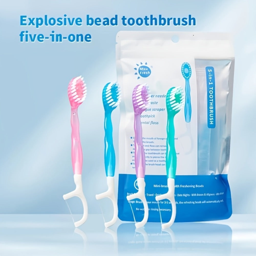 Disposable Toothbrush 24-Pack ¨C Mini Beads No-Rinse Travel Toothbrush, Mixed Flavors, Portable Oral Care Kit for Outdoor Travel, Camping, Hotels, Dating & Parties, Fresh Breath On the Go (2 Bags ¡Á 12pcs)