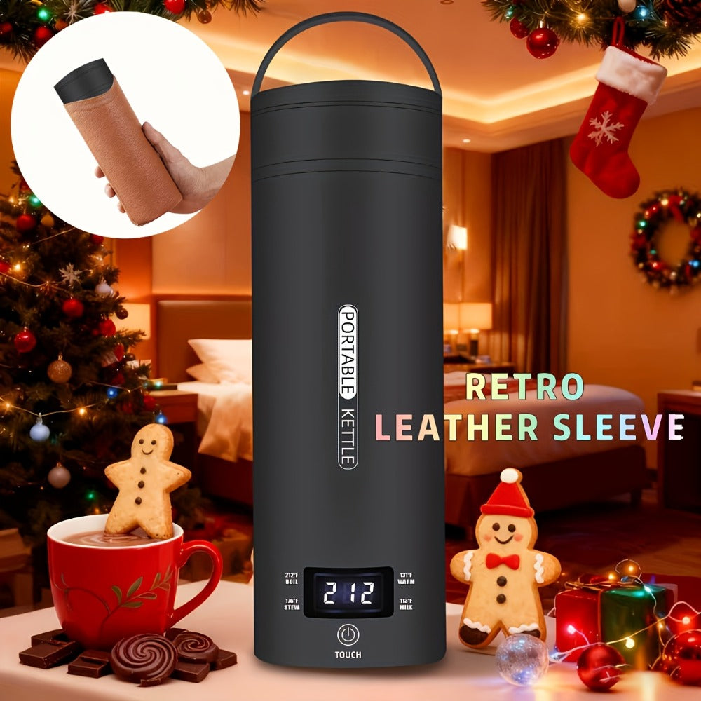 Travel Electric Kettle Mini Portable 304 Stainless Steel 4 Temperature Settings Auto Shut-Off Boil-Dry Protection BPA-Free Water Boiler for Tea Coffee White Black Pink