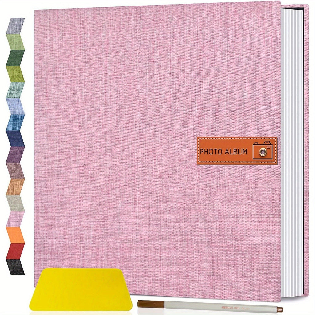 Self Adhesive Photo Album Scrapbook ¨C Large Linen Cover Memory Book for 4x6 5x7 8x10 Photos, DIY Picture Book with Metal Pen, Gift for Mom, Baby, Wedding, Valentine's Day & Mother's Day, 40 & 60 Pages