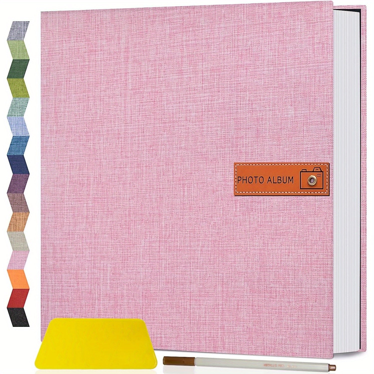 Self Adhesive Photo Album Scrapbook ¨C Large Linen Cover Memory Book for 4x6 5x7 8x10 Photos, DIY Picture Book with Metal Pen, Gift for Mom, Baby, Wedding, Valentine's Day & Mother's Day, 40 & 60 Pages