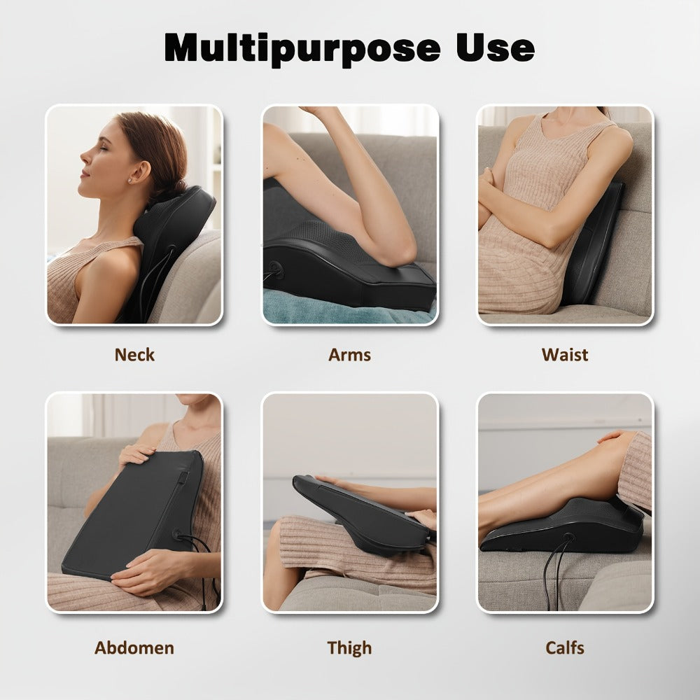 Neck Massager Pillow Heated Acupressure Electric Deep Tissue Kneading for Neck Shoulder Back Leg Muscle Relaxation Gift for Mom Dad Women Men