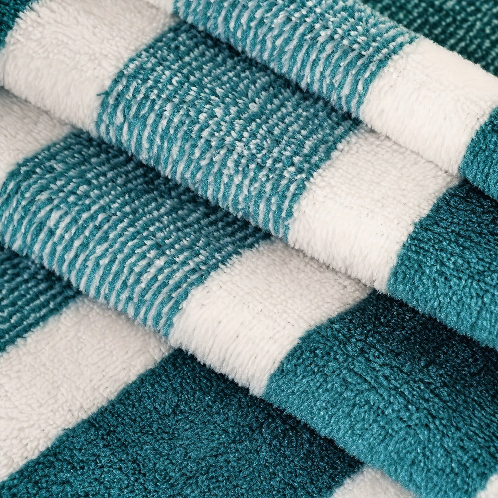 Microfiber Bath Towel Set No Hair Loss - Ultra Soft Highly Absorbent Quick Dry Two-Color Striped | 1 or 4 Pack | 27x55in | Slate Gray Berry Red Pine Green Multi | Beach Spa Gym Home Bathroom